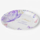 Paarse Vlinder Verjaardagspapier Bord (Gekanteld)