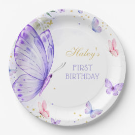 Paarse Vlinder Verjaardagspapier Bord