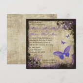 Paarse Vlinder  Vierkante Bruiloft Uitnodiging (Voorkant / Achterkant)