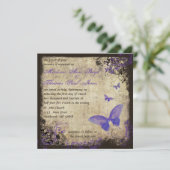 Paarse Vlinder  Vierkante Bruiloft Uitnodiging (Staand voorkant)