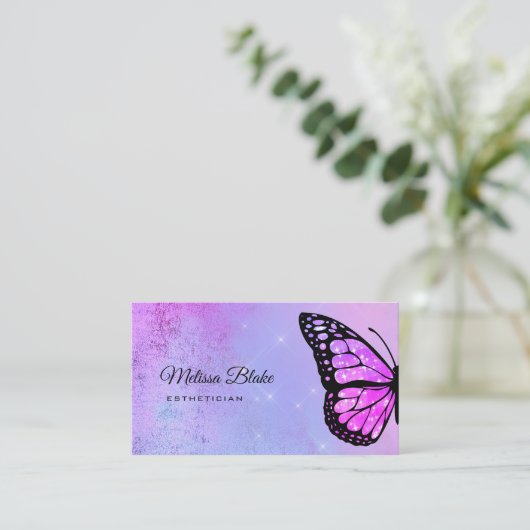 paarse vlinder visitekaartje (Staand voorkant)