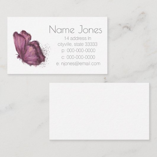 Paarse vlinder visitekaartje (Voorkant / Achterkant)