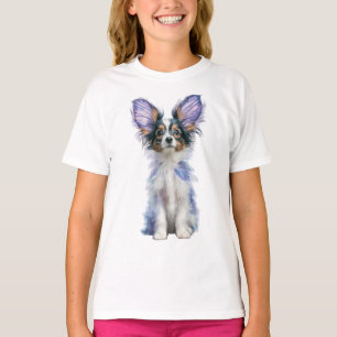 Paarse Vlinder Vleugel Papillon Puppies Kinderen T-shirt