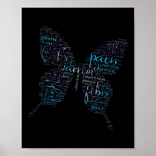 Paarse vlinder Warrior Awareness Word Clou Poster (Voorkant)
