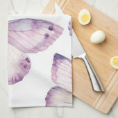 Paarse Vlinder Waterverf Elegante Aangepaste NAAM Theedoek (Quarter Fold)