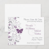 Paarse Vlinder Whimsy Save the Date Aankondiging (Voorkant / Achterkant)