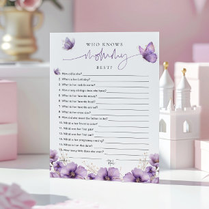 Paarse vlinder Wie kent mama het beste? Game Kaart