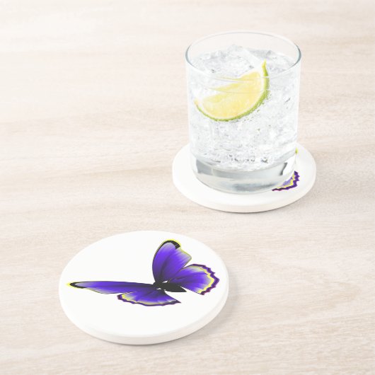 Paarse vlinder zandsteen onderzetter (Zijkant)