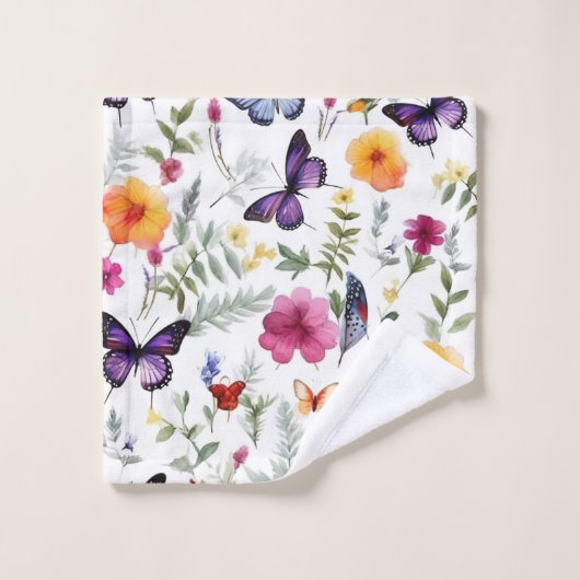 Paarse vlinderbadhanddoekset bad handdoek (Wasdoekje)