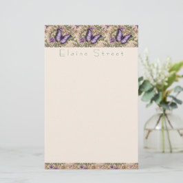 Paarse vlinderbloem en kruidenbriefpapier briefpapier