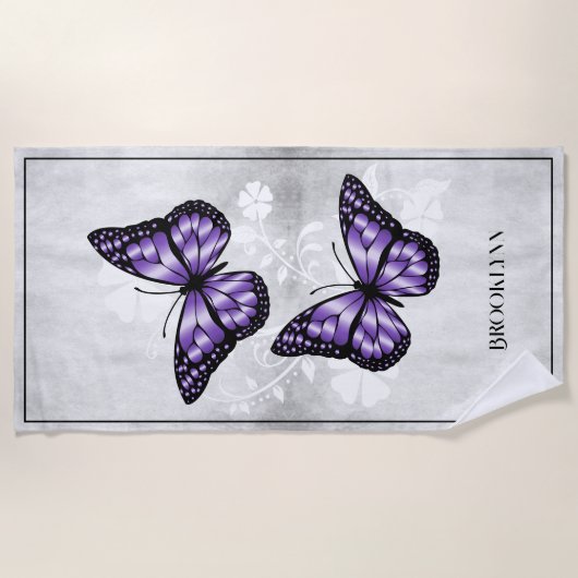 Paarse vlinderbloemhanddoek strandlaken (Voorkant)