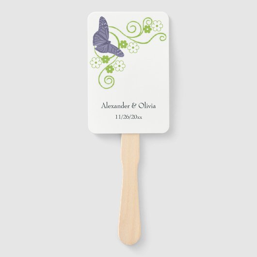 Paarse vlinderbloemhandvuurpan handwaaier (Voorkant)