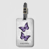 Paarse vlinderbloemig Bagagelabel (Voorkant (verticaal))
