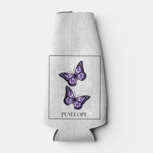 Paarse vlinderbloemigen - Aangepaste flessenkoeler Flesjeskoeler (Voorkant)