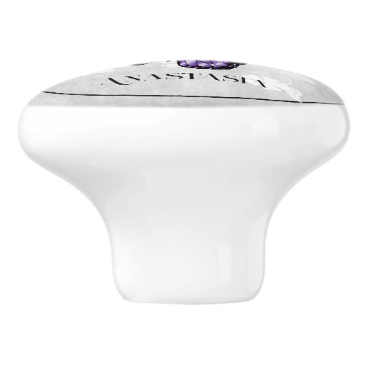 Paarse vlinderbloemigen Aangepaste keramische knob Keramische Knop (Zijkant)