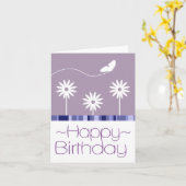 Paarse vlinderbloemigen blij met de verjaardag kaart (Gele Bloem)