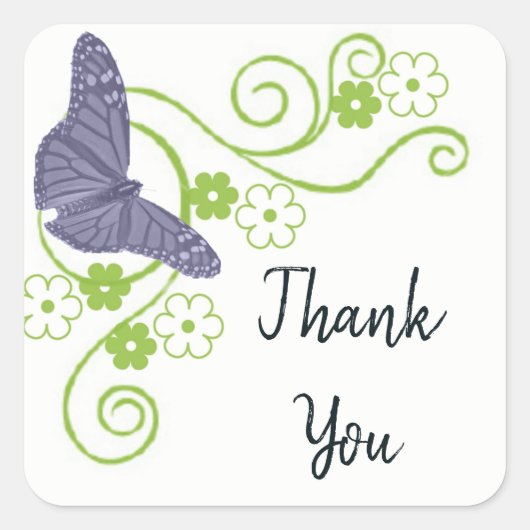 Paarse vlinderbloemigen Dank u Stickers (Voorkant)