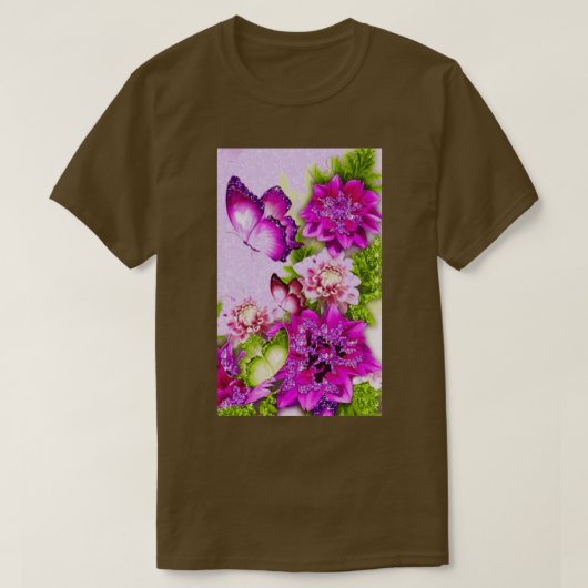 Paarse vlinderbloemigen Design T-shirt (Design voorkant)