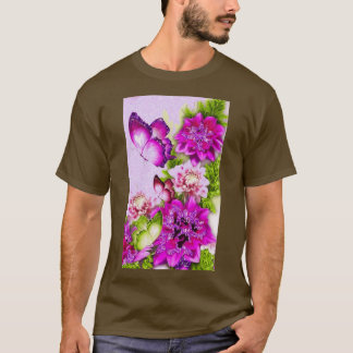 Paarse vlinderbloemigen Design T-shirt