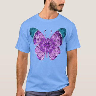 Paarse vlinderbloemigen in Hippie Mandala Flower T-shirt