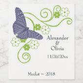 Paarse vlinderbloemigen Wijnlabel Wijn Etiket (Enkel label)