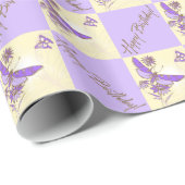 Paarse vlinderbloemkarton - Birthday - verpakkings Cadeaupapier (Rol Hoek)