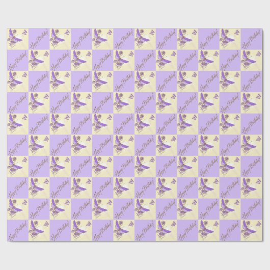 Paarse vlinderbloemkarton - Birthday - verpakkings Cadeaupapier (Vlak)