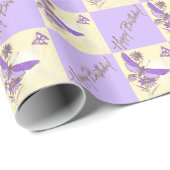 Paarse vlinderbloemkarton - Birthday - verpakkings Cadeaupapier (Rol Hoek)