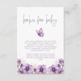 Paarse vlinderboeken voor Baby, Baby shower Informatiekaartje
