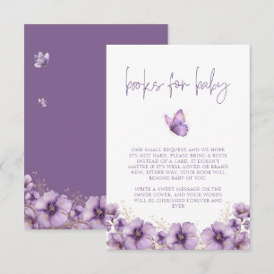 Paarse vlinderboeken voor Baby, Baby shower Informatiekaartje