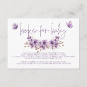 Paarse vlinderboeken voor Baby, Baby shower Informatiekaartje (Voorkant)