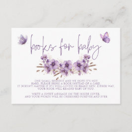 Paarse vlinderboeken voor Baby, Baby shower Informatiekaartje