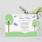 Paarse vlinderbomen Babyschoenen Kaart (Staand voorkant)