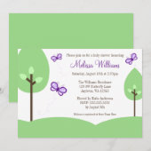 Paarse vlinderbomen Babyschoenen Kaart (Voorkant / Achterkant)