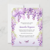 Paarse vlinderboog meisje Baby shower uitnodiging (Voorkant)