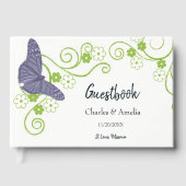 Paarse vlinderdag voor gevierde vlinderdag gastenboek (Voorkant)