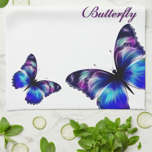 Paarse vlinderdans Amerikaanse MoJo keukenhanddoek (Gevouwen)