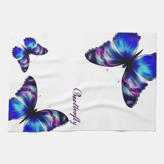 Paarse vlinderdans Amerikaanse MoJo keukenhanddoek (Horizontaal)