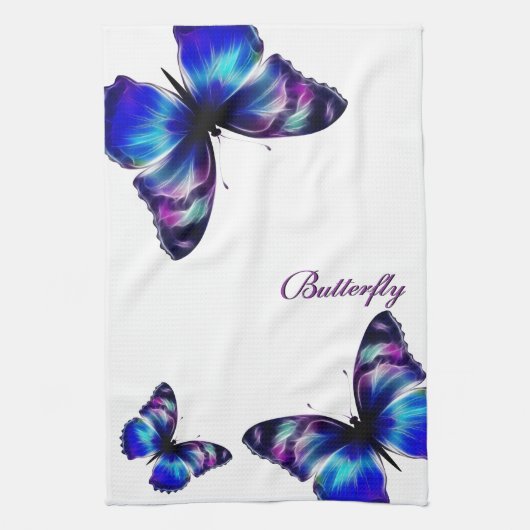 Paarse vlinderdans Amerikaanse MoJo keukenhanddoek (Verticaal)