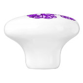 Paarse vlinderdedeurknop met een witte vlinder keramische knop (Zijkant)