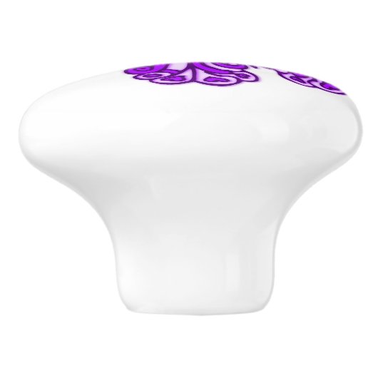 Paarse vlinderdedeurknop met een witte vlinder keramische knop (Zijkant)