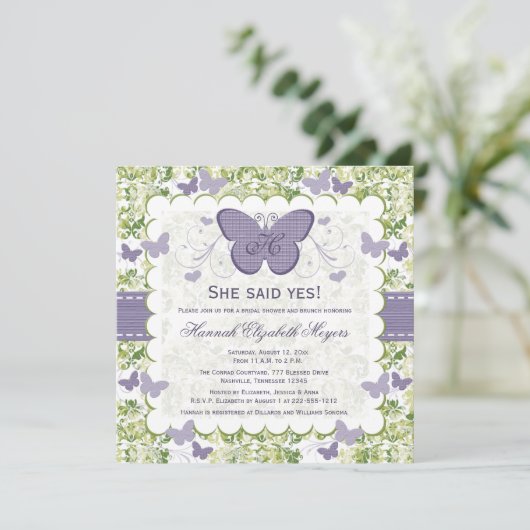 Paarse vlinderdwalserij nodigt u uit kaart (Staand voorkant)