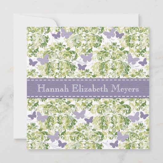 Paarse vlinderdwalserij nodigt u uit kaart (Achterkant)