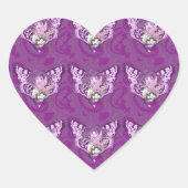 Paarse vlinderengel hart sticker (Voorkant)