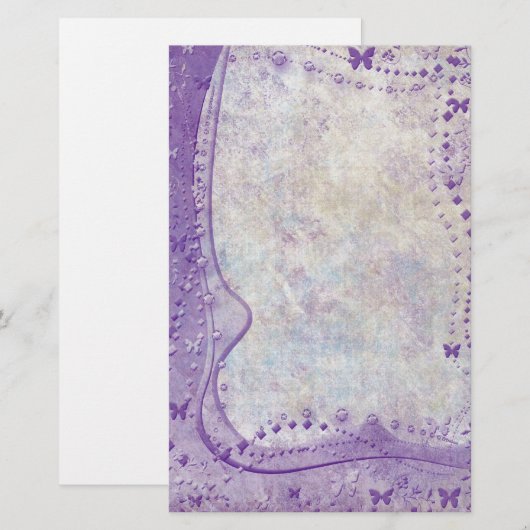 Paarse vlindergrens briefpapier (Voorkant / Achterkant)