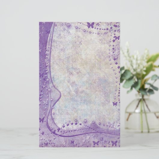 Paarse vlindergrens briefpapier (Staand voorkant)
