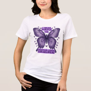 Paarse vlinderkanker bewustzijn Tri-Blend shirt