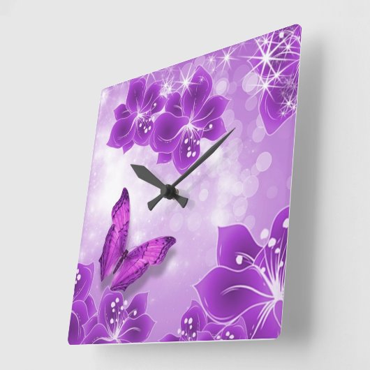 Paarse vlinderkast vierkante klok (Hoek)