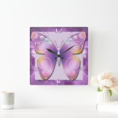 Paarse vlinderkast vierkante klok (Huis)