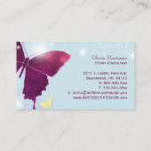 Paarse vlinderlicht blauw visitekaartje (Achterkant)